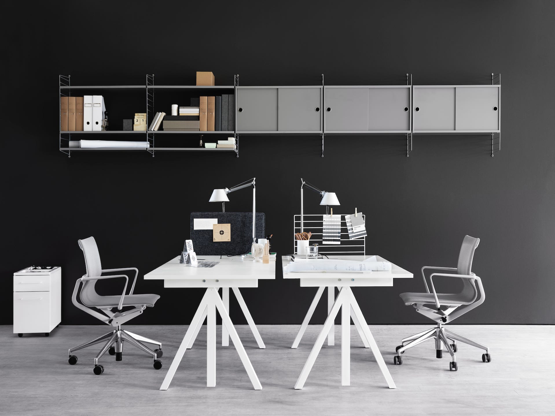 Height-adjustable work desk + Accessories  design Anna von Schewen & Björn Dahlström