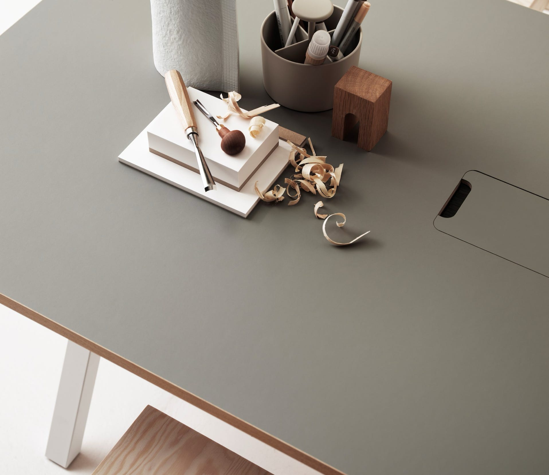 Height-adjustable work desk + Accessories  design Anna von Schewen & Björn Dahlström