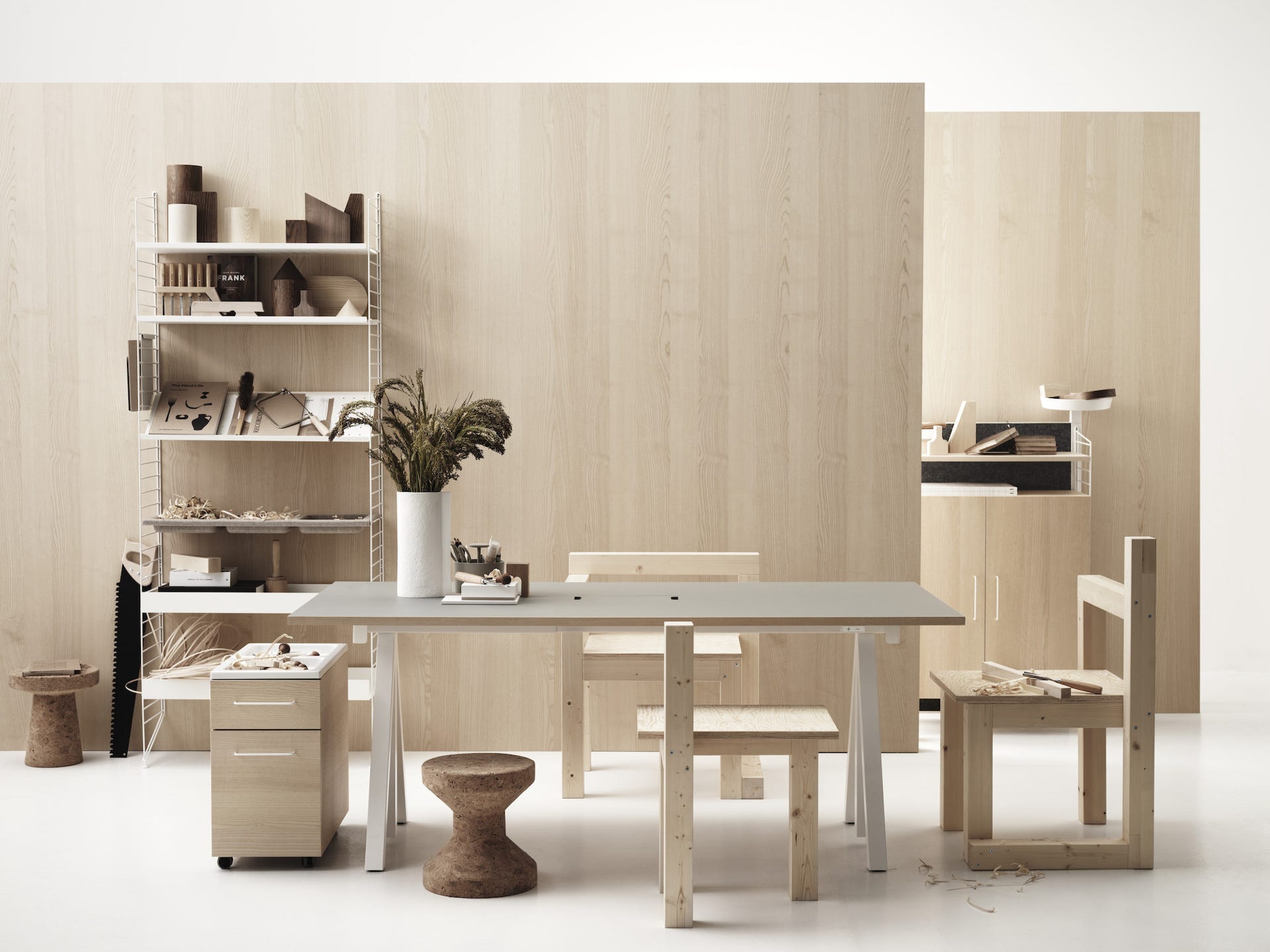 Height-adjustable work desk + Accessories  design Anna von Schewen & Björn Dahlström