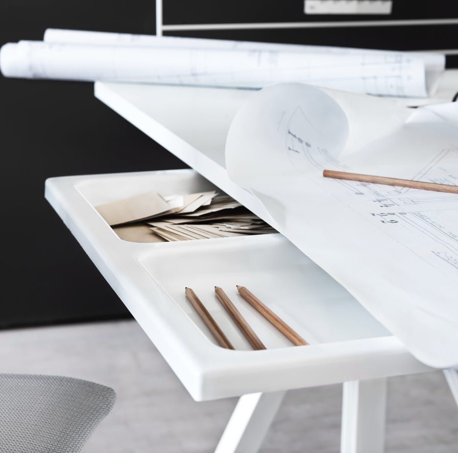 Height-adjustable work desk + Accessories  design Anna von Schewen & Björn Dahlström