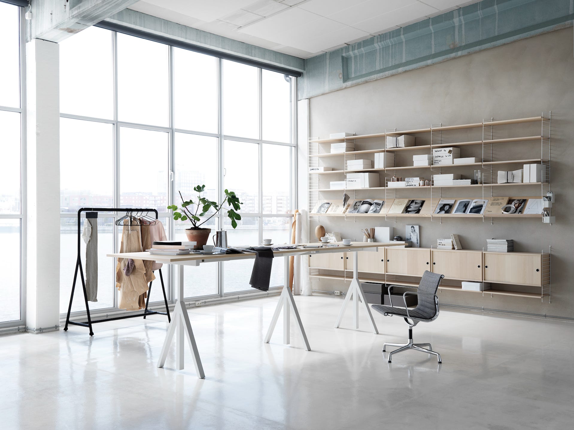 Height-adjustable work desk + Accessories  design Anna von Schewen & Björn Dahlström